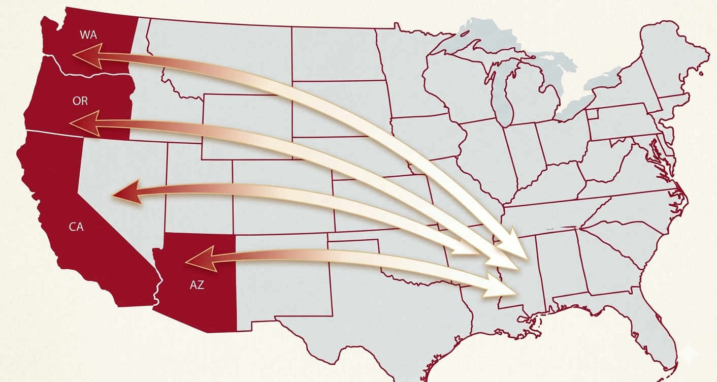 West Coast Route Map
